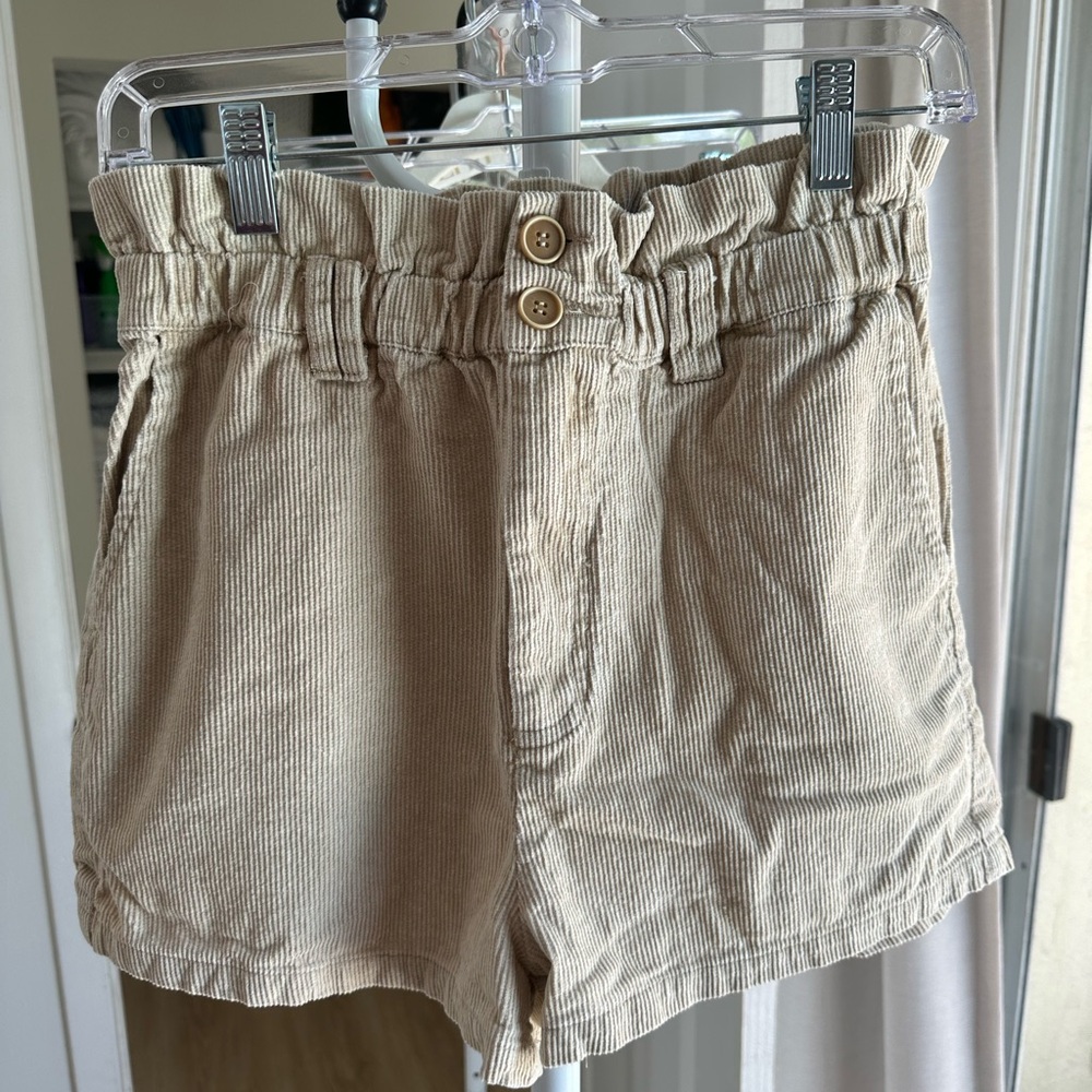 12th Tribe High Waist Corduroy Shorts - Tan